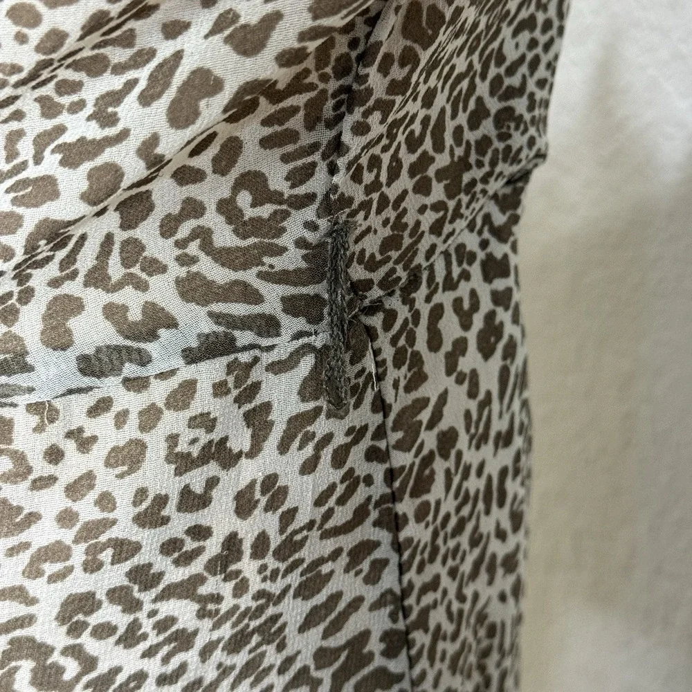 Anthropology Ranna Gill Flora Leopard-Print Ruffled-Wrap Dress Sheer Statement M